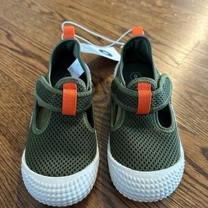 Kids Green Water Shoes with Orange Accents